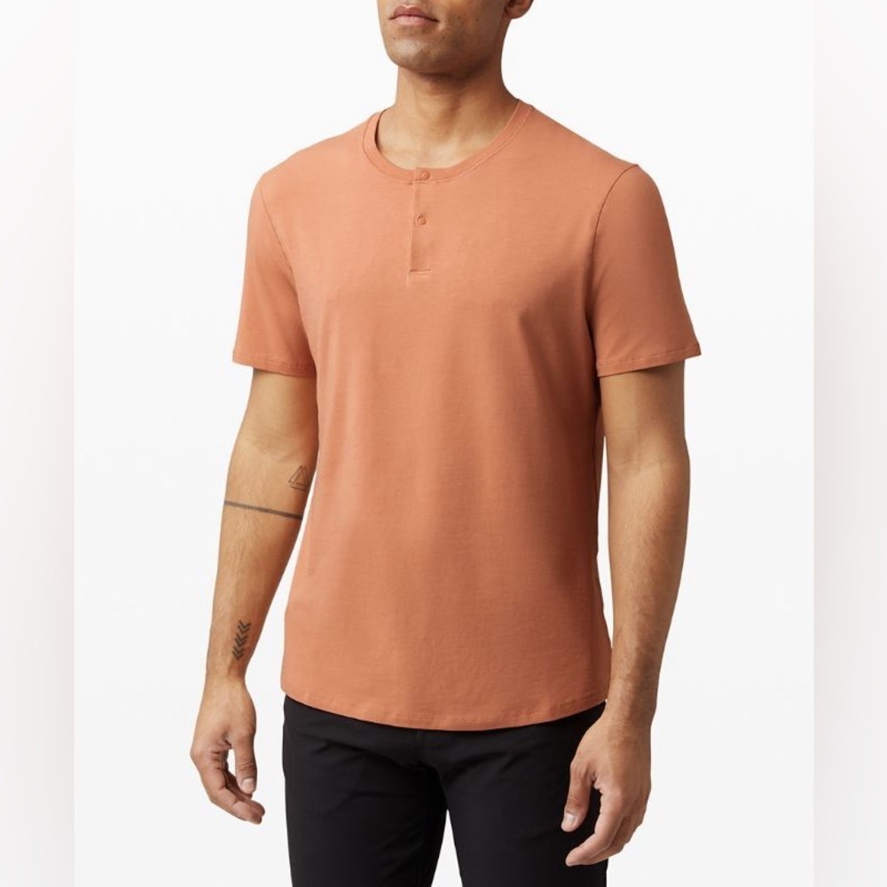 Lululemon Orange/Peach 5 Year Basic Ss Henley Sho… - image 1